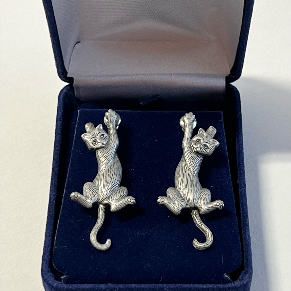 Pewter cat earrings